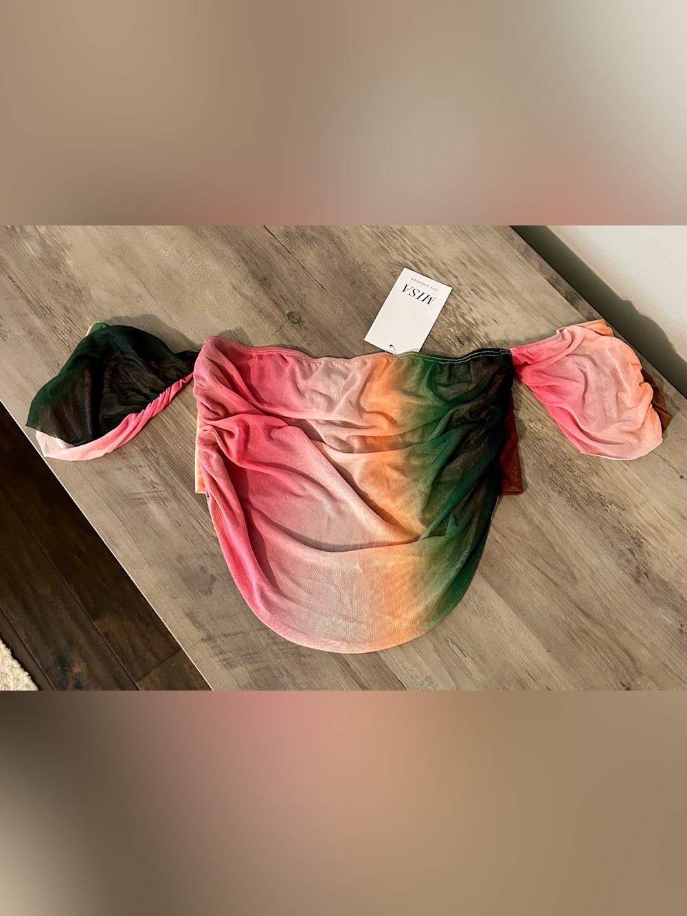 NWT MISA Los Angeles Davina Mesh Ombre Off Shoulder Top XS Designer Statement - Picture 3 of 5